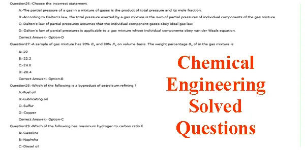Chemical Engineering Exam Solved Questions Part 1