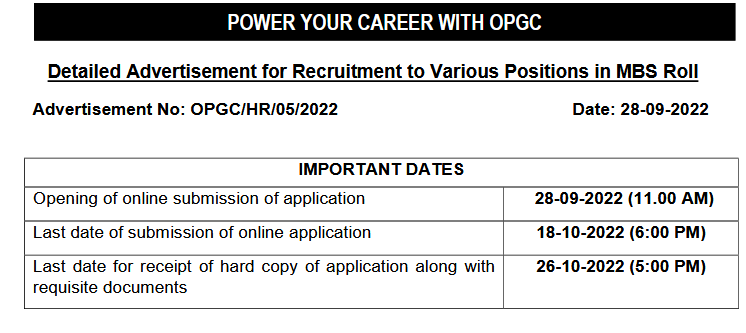 BE BTech BSc Engineering MBA MCA Job Opportunities OPGC 2022