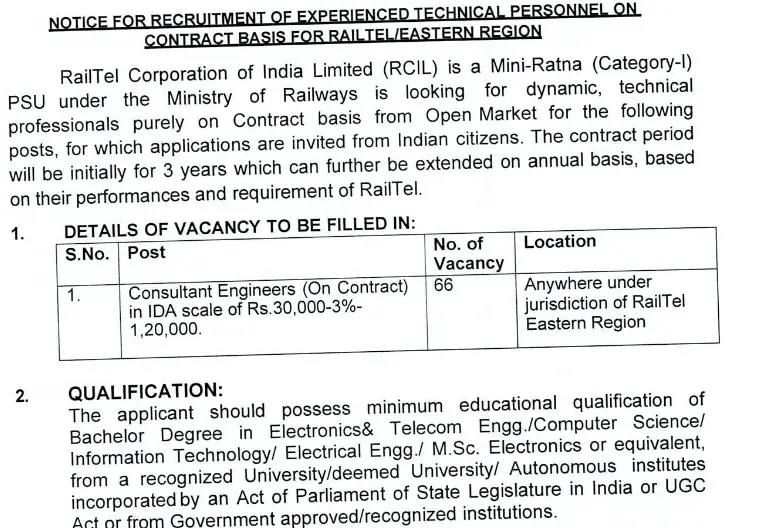 Various Engineering Job Opportunities RailTel Corporation of India Limited