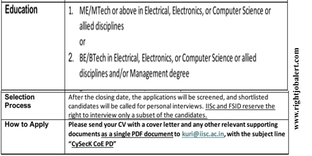 BE B.Tech or ME M.Tech Electrical,Electronics and Computer Science Engineering Jobs in Indian Institute of Science