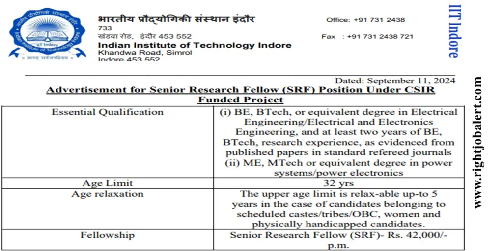 IIT Senior Research Fellow - Electrical or Electrical and Electronics Engineering Job Opportunities 42000 Salary